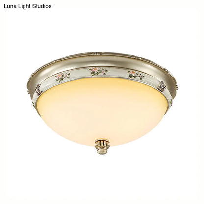 DecorBites™ Frosted Glass Flush Ceiling Light with Traditional Brass Finish - 3 Lights, 3 Sizes for Living Rooms