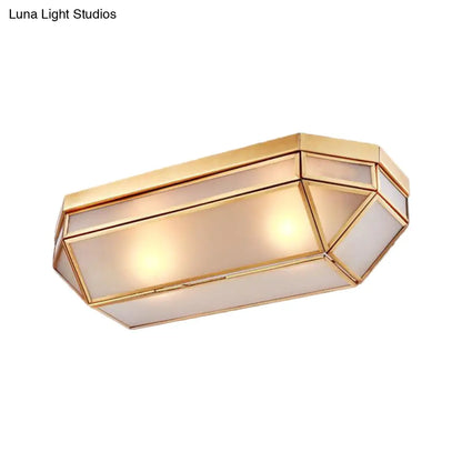DecorBites™ Frosted Glass Flush Mount Fixture with 2 Brass Lights - Perfect for Foyers