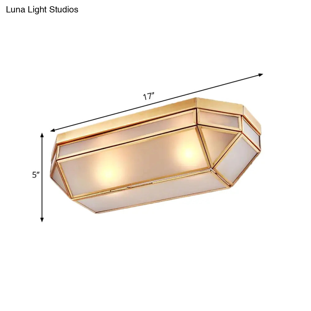 DecorBites™ Frosted Glass Flush Mount Fixture with 2 Brass Lights - Perfect for Foyers