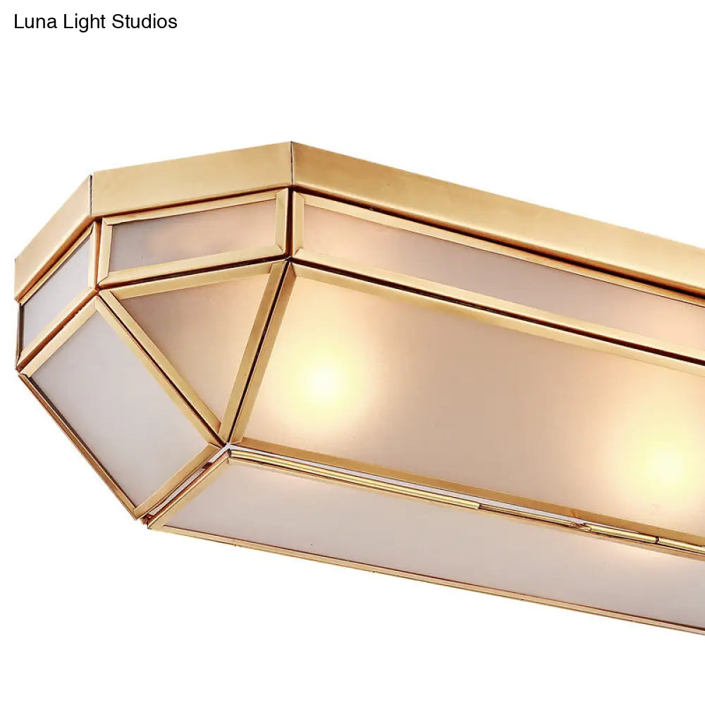 DecorBites™ Frosted Glass Flush Mount Fixture with 2 Brass Lights - Perfect for Foyers