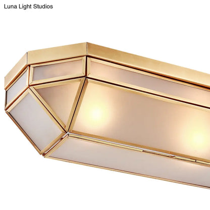 DecorBites™ Frosted Glass Flush Mount Fixture with 2 Brass Lights - Perfect for Foyers