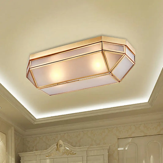 DecorBites™ Frosted Glass Flush Mount Fixture with 2 Brass Lights - Perfect for Foyers