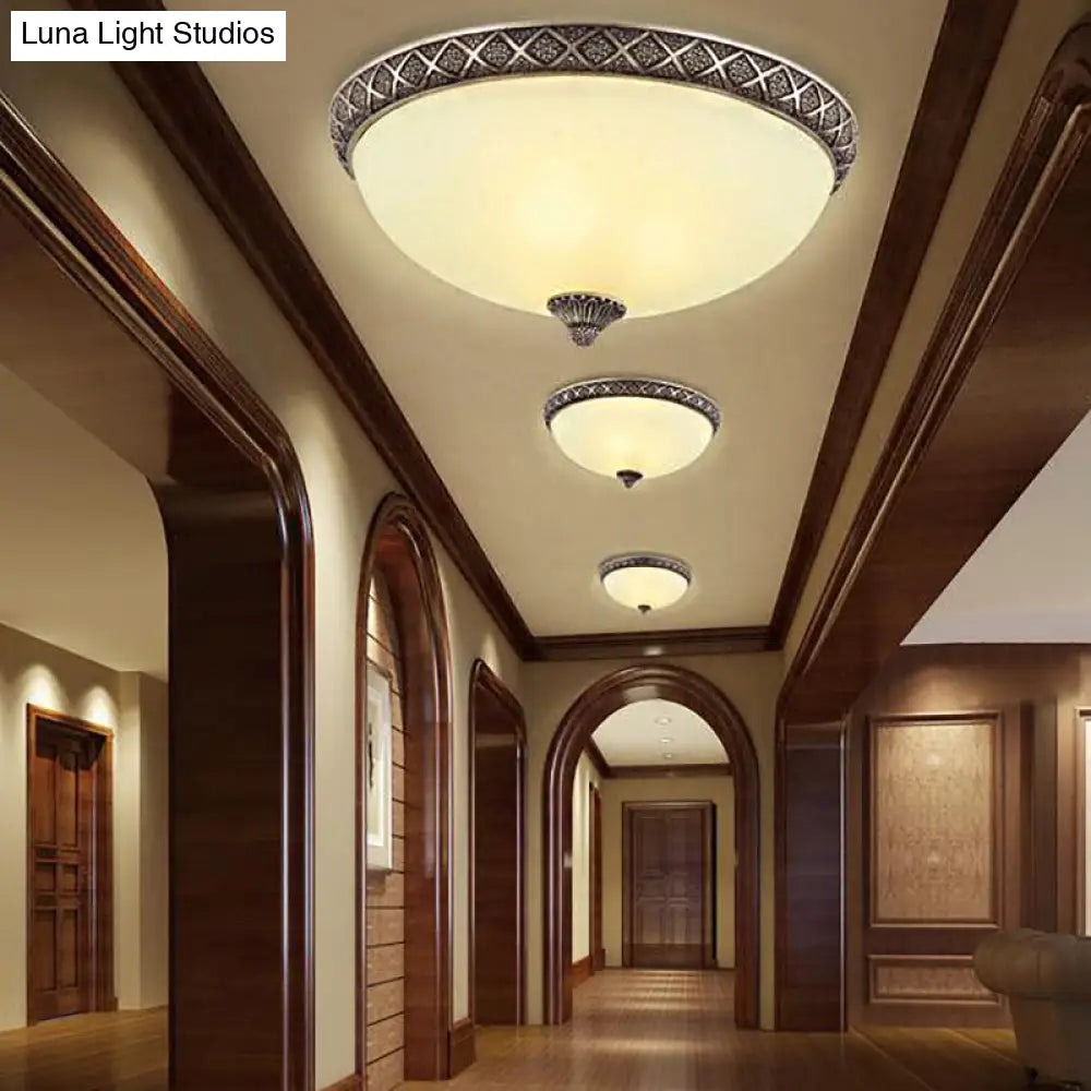 DecorBites™ Frosted Glass Flush Mount Lamp with 5 Classic Lights - Brown Ceiling Lighting for Living Room