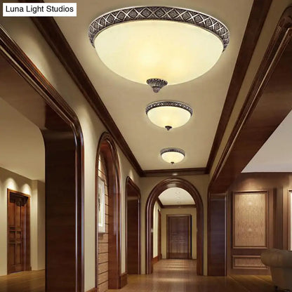 DecorBites™ Frosted Glass Flush Mount Lamp with 5 Classic Lights - Brown Ceiling Lighting for Living Room