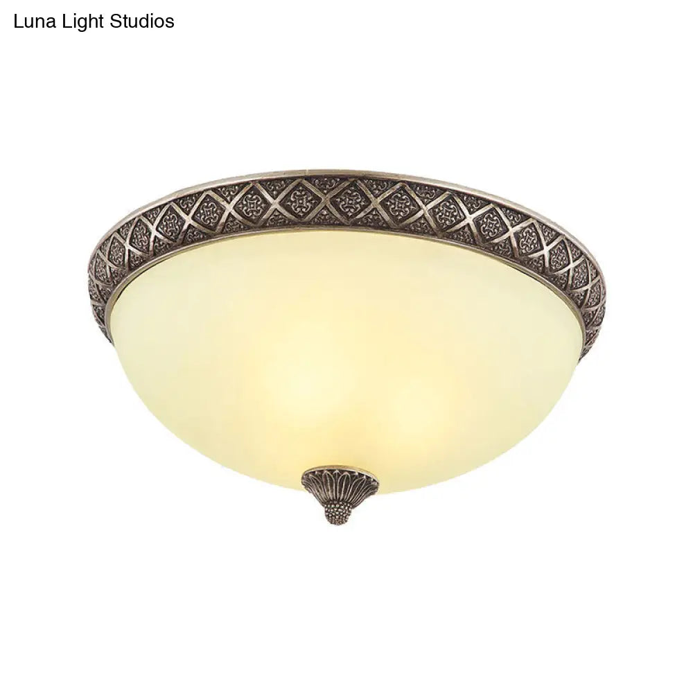 DecorBites™ Frosted Glass Flush Mount Lamp with 5 Classic Lights - Brown Ceiling Lighting for Living Room