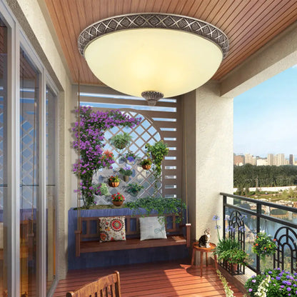 DecorBites™ Frosted Glass Flush Mount Lamp with 5 Classic Lights - Brown Ceiling Lighting for Living Room