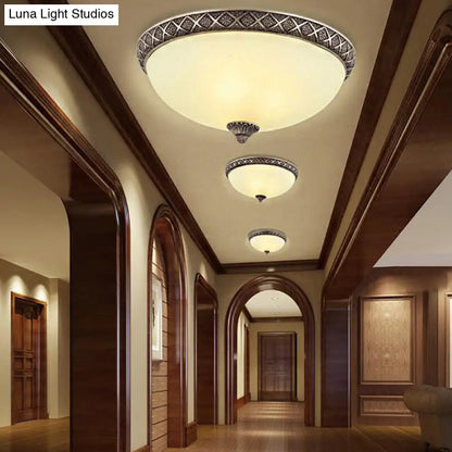 DecorBites™ Frosted Glass Flush Mount Lamp with 5 Classic Lights - Brown Ceiling Lighting for Living Room