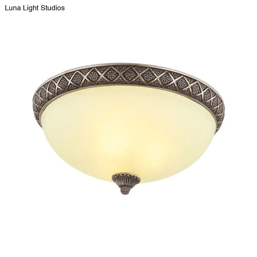 DecorBites™ Frosted Glass Flush Mount Lamp with 5 Classic Lights - Brown Ceiling Lighting for Living Room