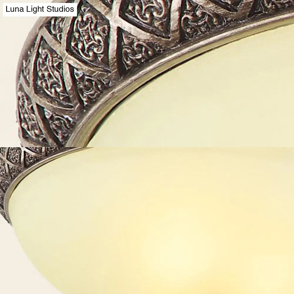 DecorBites™ Frosted Glass Flush Mount Lamp with 5 Classic Lights - Brown Ceiling Lighting for Living Room