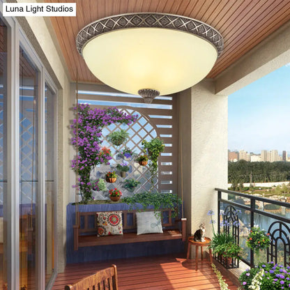 DecorBites™ Frosted Glass Flush Mount Lamp with 5 Classic Lights - Brown Ceiling Lighting for Living Room