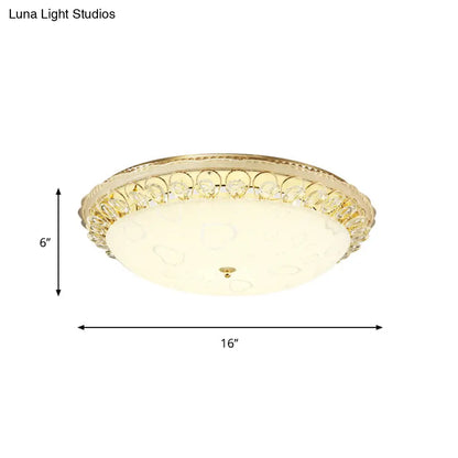DecorBites™ DecorBites™ Frosted Glass Gold Ceiling Lamp - Domed LED Flush Light with Crystal Accent (16"/19.5" Wide)