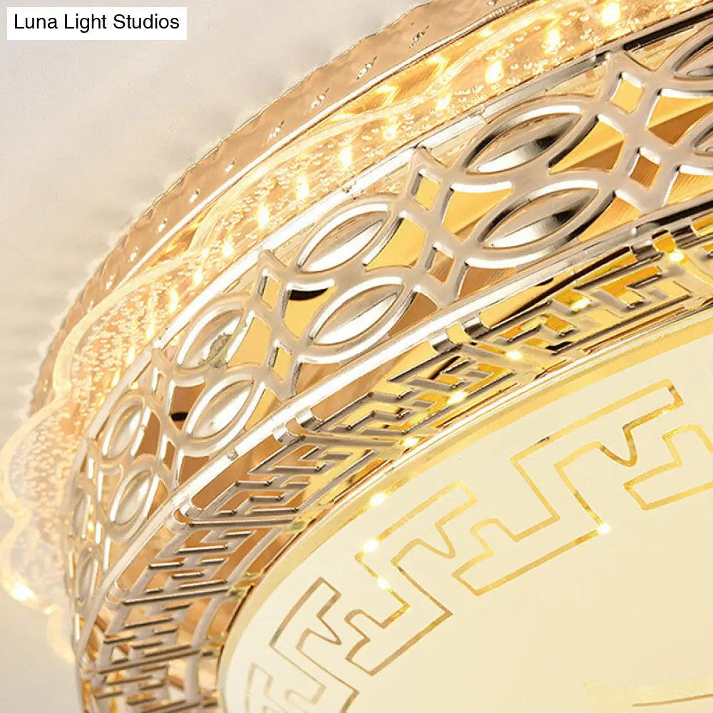 DecorBites™ DecorBites™ Frosted Glass Hollowed Flush Lamp with Golden LED Ceiling Light Fixture