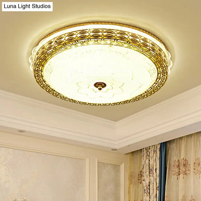 DecorBites™ DecorBites™ Frosted Glass Hollowed Flush Lamp with Golden LED Ceiling Light Fixture