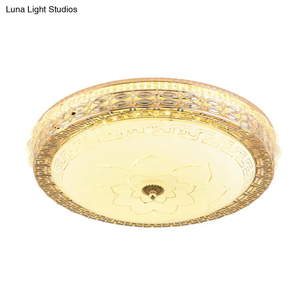 DecorBites™ DecorBites™ Frosted Glass Hollowed Flush Lamp with Golden LED Ceiling Light Fixture