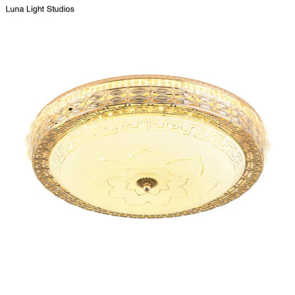 DecorBites™ DecorBites™ Frosted Glass Hollowed Flush Lamp with Golden LED Ceiling Light Fixture