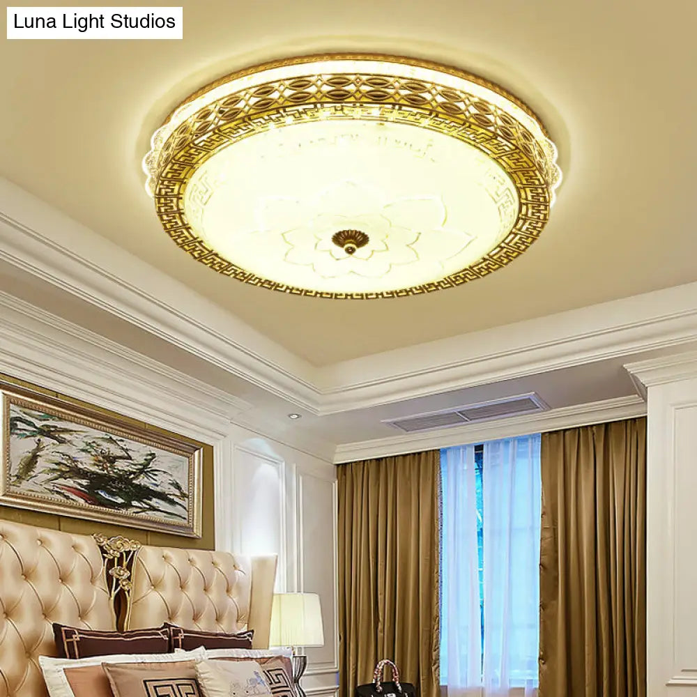 DecorBites™ DecorBites™ Frosted Glass Hollowed Flush Lamp with Golden LED Ceiling Light Fixture