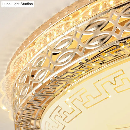 DecorBites™ DecorBites™ Frosted Glass Hollowed Flush Lamp with Golden LED Ceiling Light Fixture