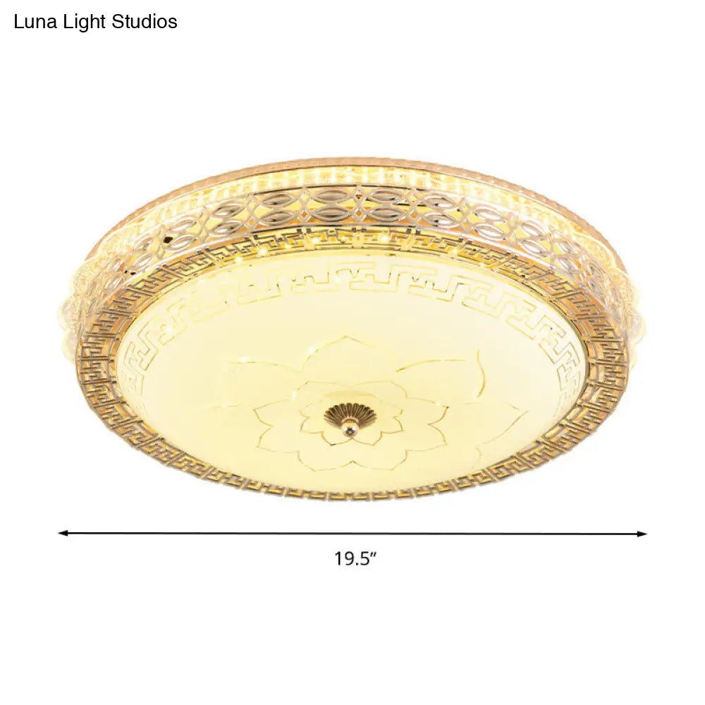 DecorBites™ DecorBites™ Frosted Glass Hollowed Flush Lamp with Golden LED Ceiling Light Fixture