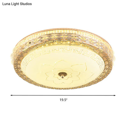 DecorBites™ DecorBites™ Frosted Glass Hollowed Flush Lamp with Golden LED Ceiling Light Fixture