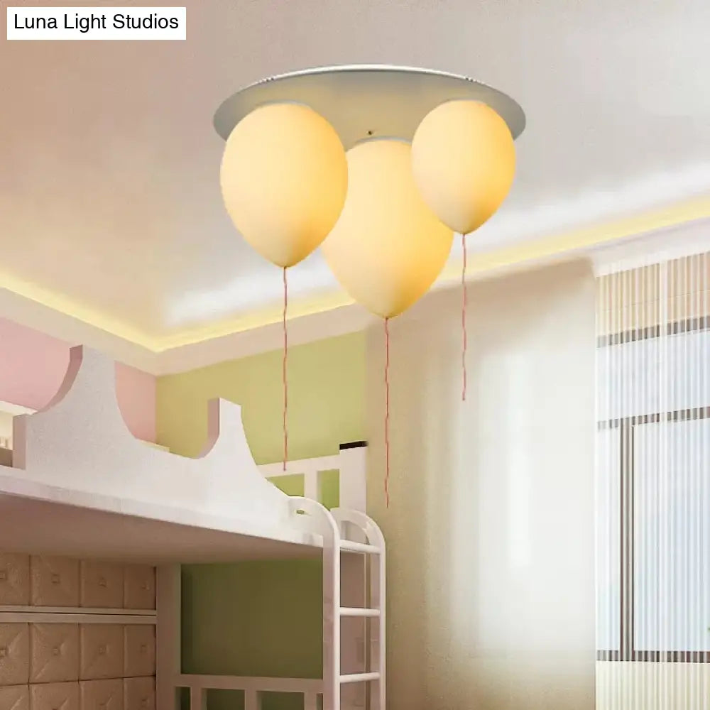 DecorBites™ Frosted Glass LED Nursing Room Ceiling Lamp with White Balloon Design