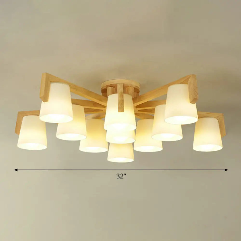 DecorBites™ DecorBites™ Frosted Glass Modern Wood Flush Mount Ceiling Light for Conic Living Room Ambiance