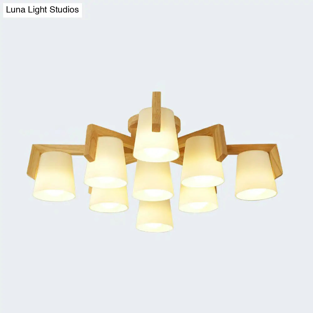 DecorBites™ DecorBites™ Frosted Glass Modern Wood Flush Mount Ceiling Light for Conic Living Room Ambiance
