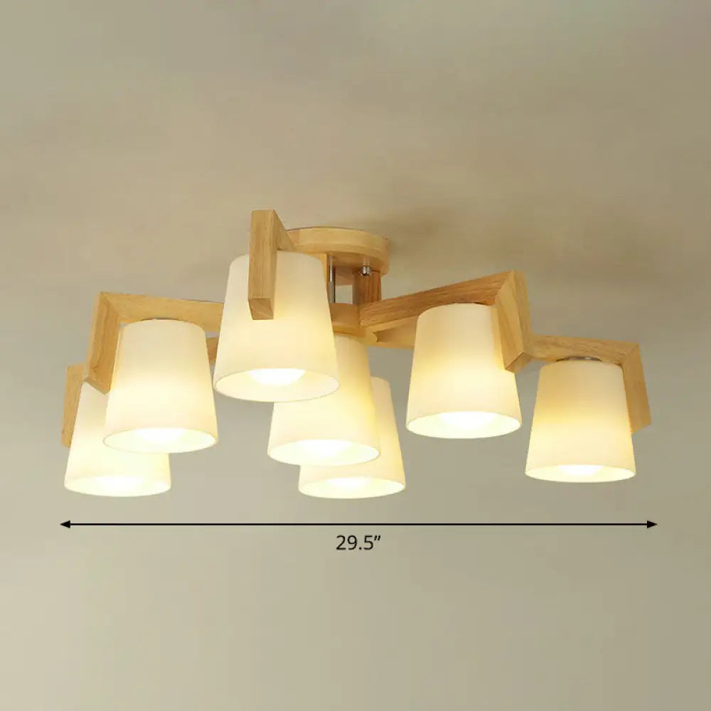 DecorBites™ DecorBites™ Frosted Glass Modern Wood Flush Mount Ceiling Light for Conic Living Room Ambiance