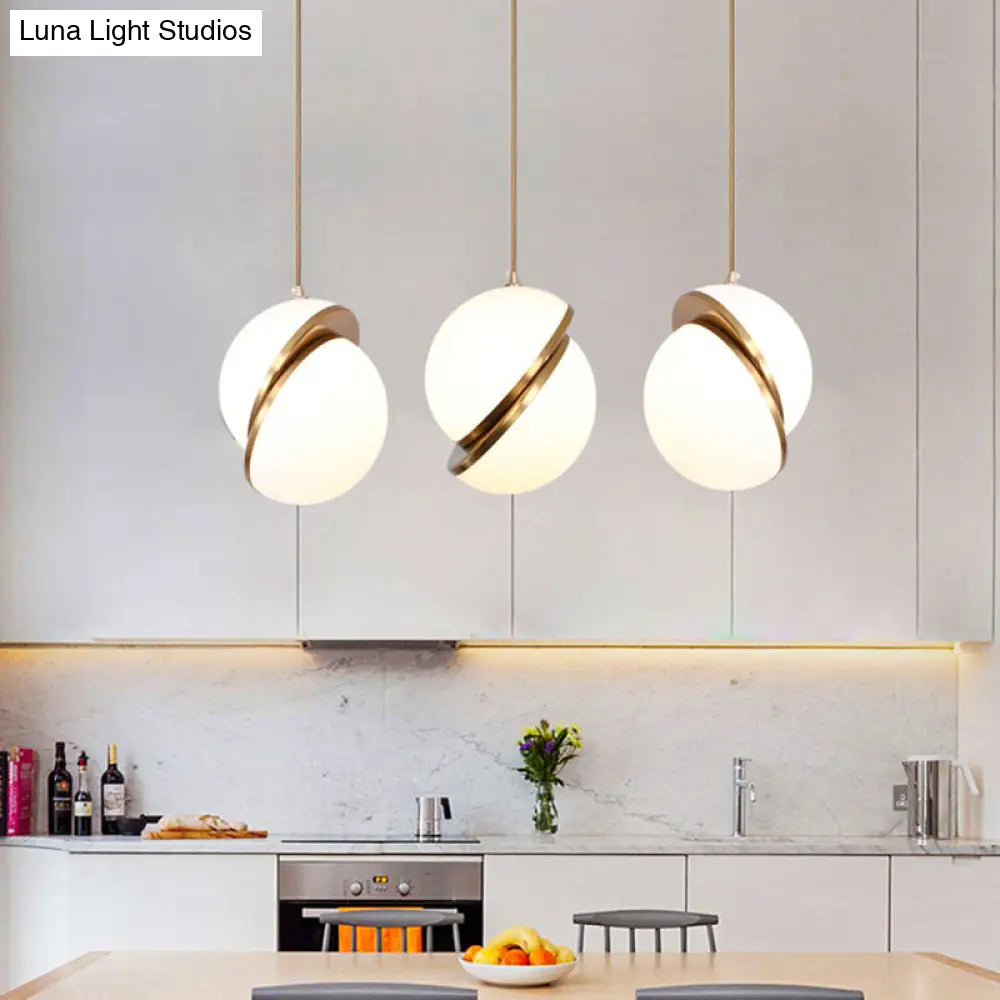 Frosted Glass Pendant Lamp in White – Contemporary 2-Hemisphere Design – Ideal for Restaurants