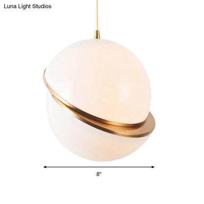 Frosted Glass Pendant Lamp in White – Contemporary 2-Hemisphere Design – Ideal for Restaurants