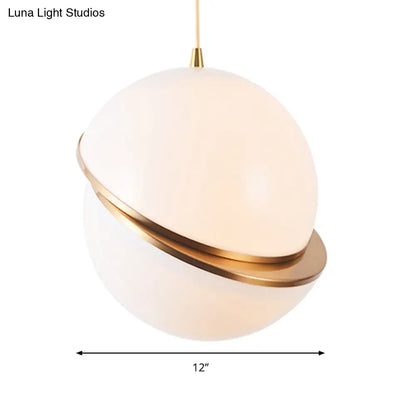 Frosted Glass Pendant Lamp in White – Contemporary 2-Hemisphere Design – Ideal for Restaurants