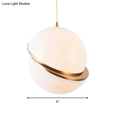 Frosted Glass Pendant Lamp in White – Contemporary 2-Hemisphere Design – Ideal for Restaurants