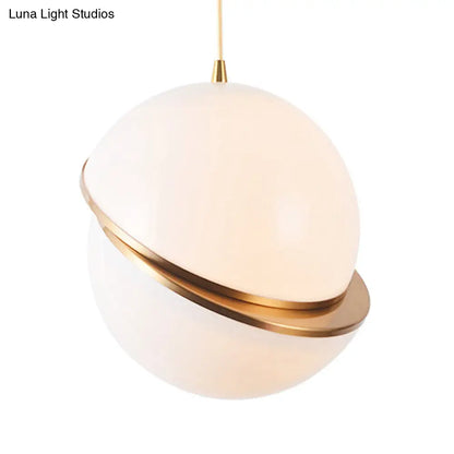 Frosted Glass Pendant Lamp in White – Contemporary 2-Hemisphere Design – Ideal for Restaurants