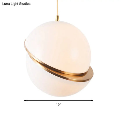 Frosted Glass Pendant Lamp in White – Contemporary 2-Hemisphere Design – Ideal for Restaurants