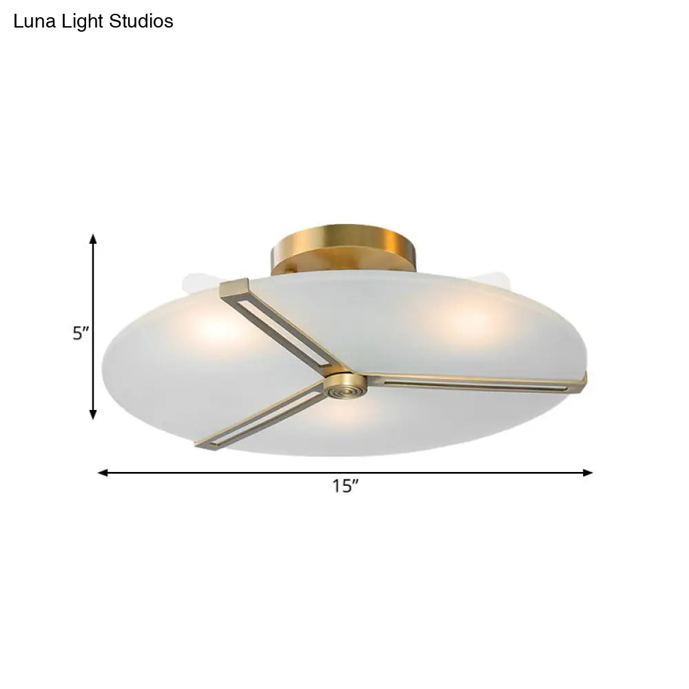 Frosted Glass Retro Plate Semi Flush Mount Chandelier