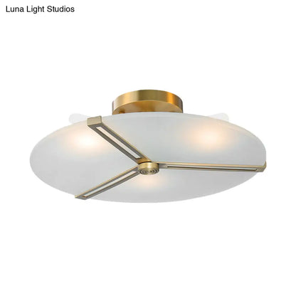 DecorBites™ DecorBites™ Frosted Glass Retro Plate Semi Flush Mount Chandelier