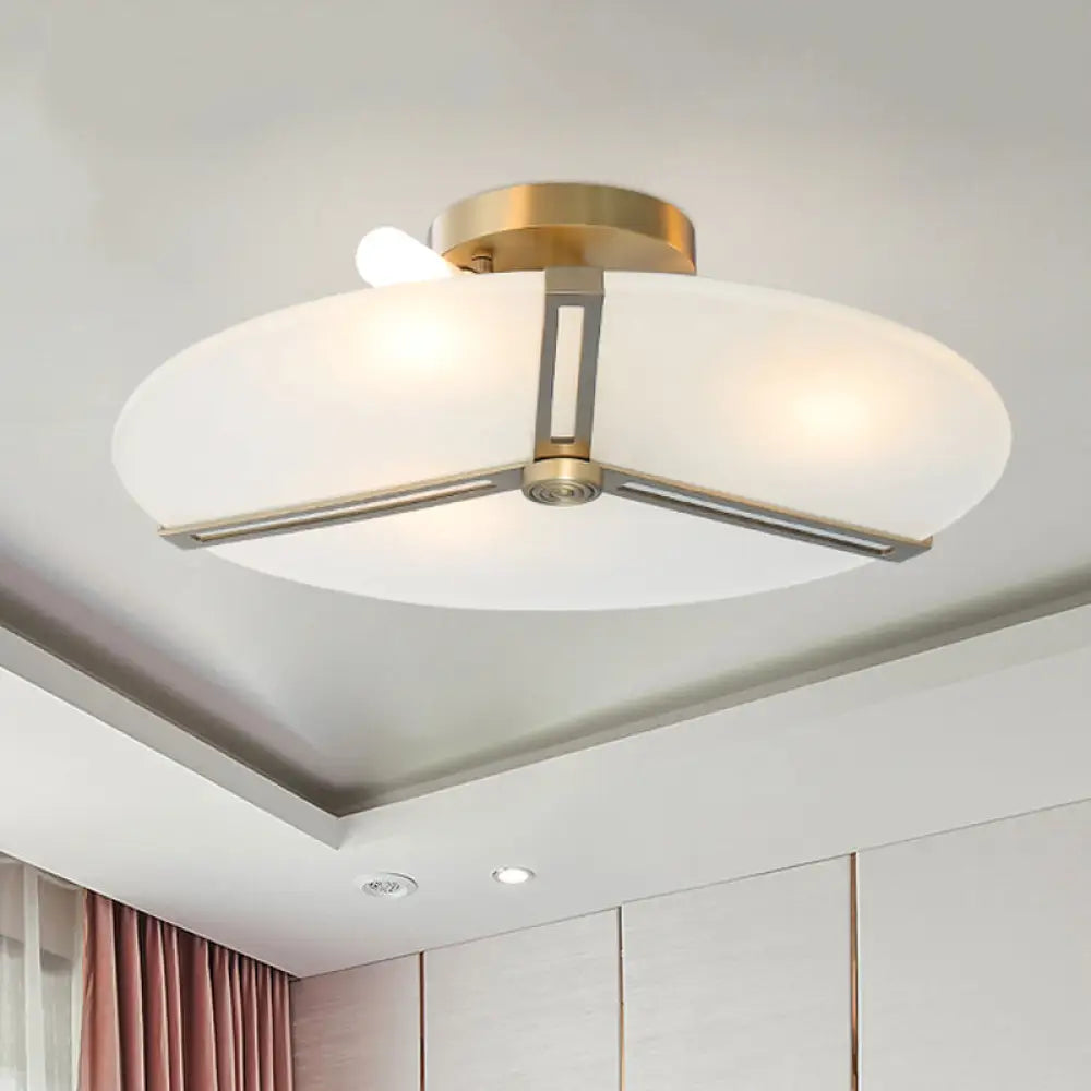 DecorBites™ DecorBites™ Frosted Glass Retro Plate Semi Flush Mount Chandelier