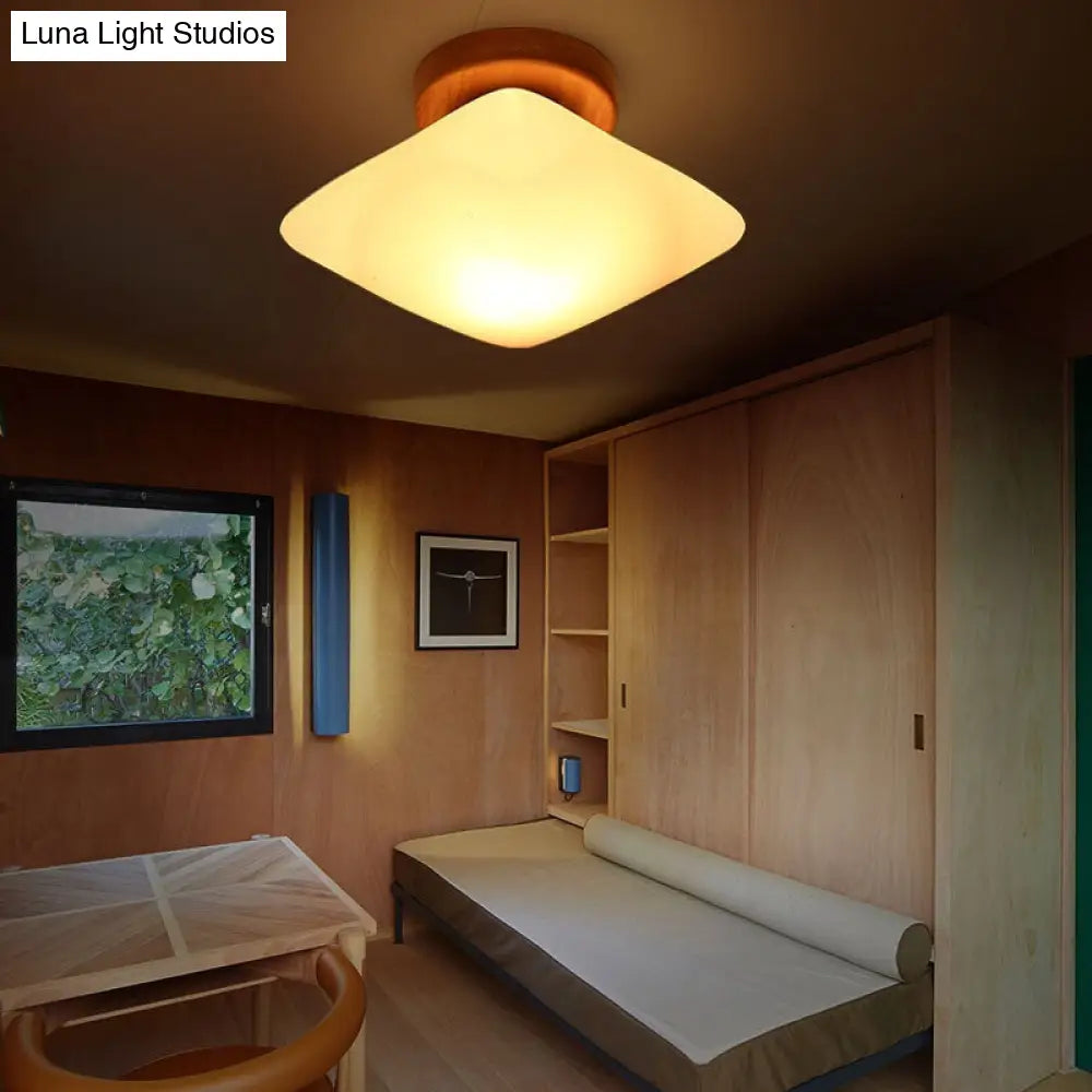 DecorBites™ DecorBites™ Frosted Glass Semi-Circle/Square Flush Ceiling Light - Modern 1-Light Flush Mount for Corridor