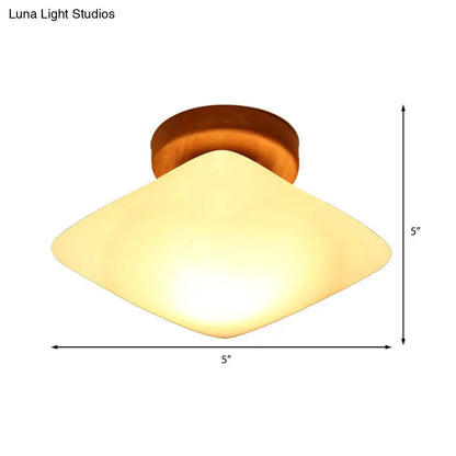 DecorBites™ DecorBites™ Frosted Glass Semi-Circle/Square Flush Ceiling Light - Modern 1-Light Flush Mount for Corridor