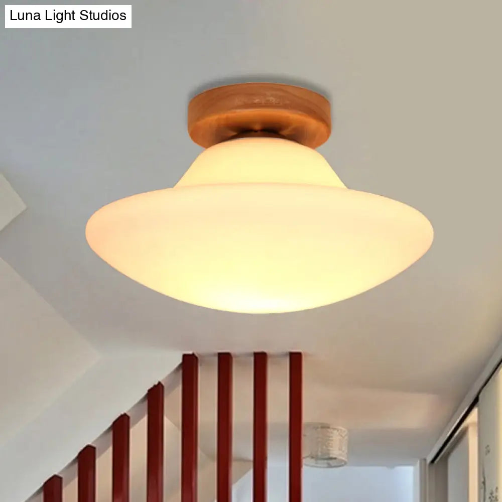 DecorBites™ DecorBites™ Frosted Glass Semi-Circle/Square Flush Ceiling Light - Modern 1-Light Flush Mount for Corridor