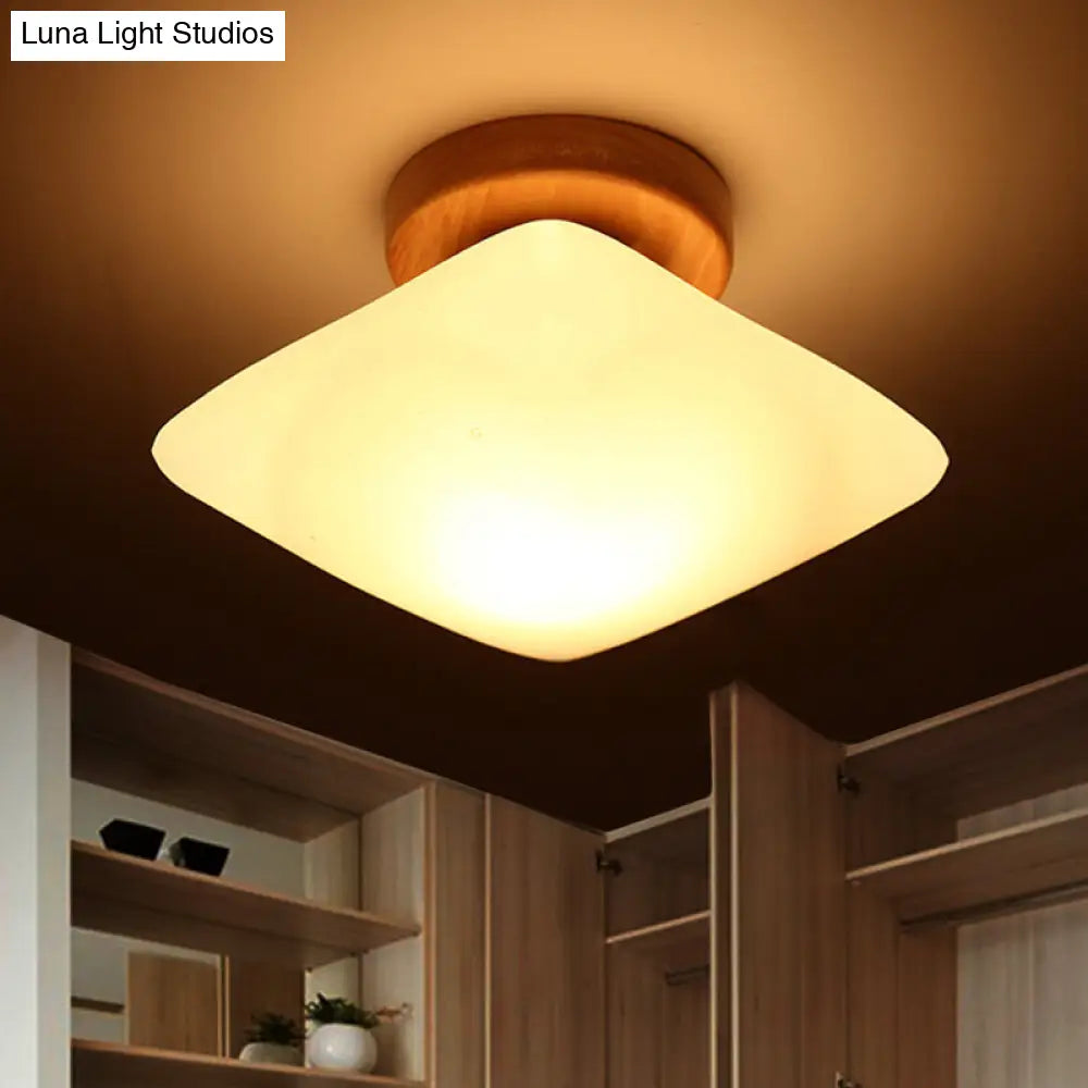 DecorBites™ DecorBites™ Frosted Glass Semi-Circle/Square Flush Ceiling Light - Modern 1-Light Flush Mount for Corridor