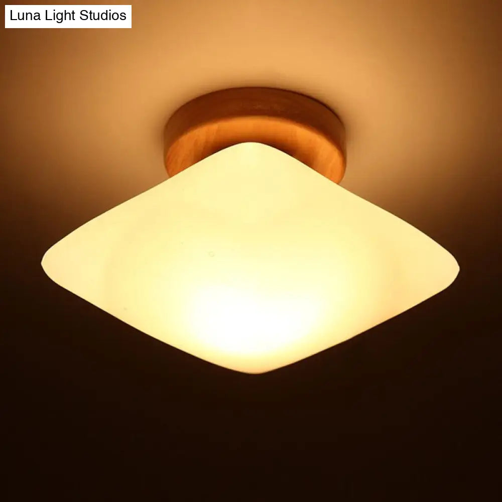 DecorBites™ DecorBites™ Frosted Glass Semi-Circle/Square Flush Ceiling Light - Modern 1-Light Flush Mount for Corridor