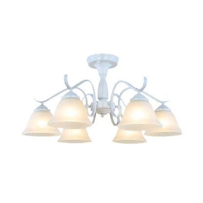 DecorBites™ DecorBites™ Frosted Glass Semi Flush Bedroom Ceiling Light in White - Traditional Bell Design - 3/5/6 Lights Fixture