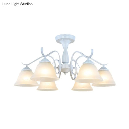 DecorBites™ DecorBites™ Frosted Glass Semi Flush Bedroom Ceiling Light in White - Traditional Bell Design - 3/5/6 Lights Fixture