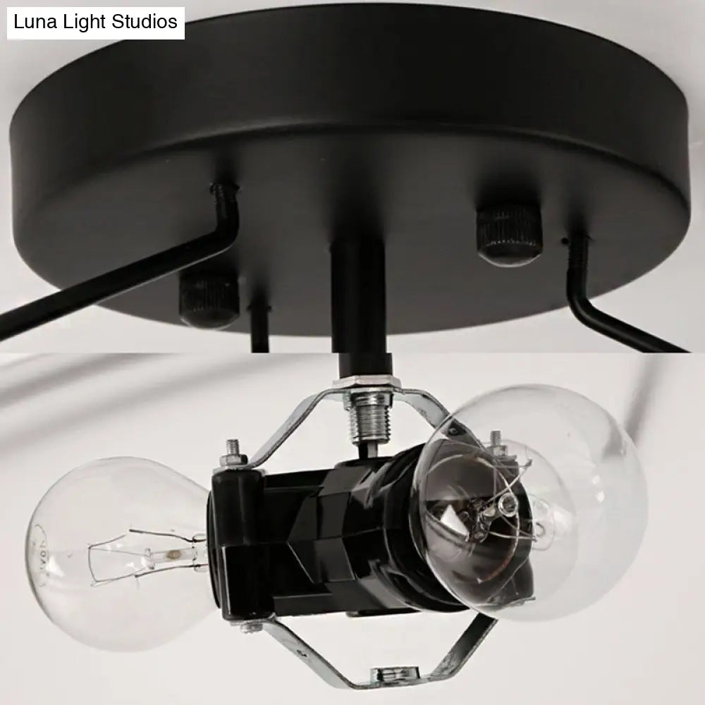 Lámpara de techo semiempotrada DecorBites™ de cristal esmerilado - Diseño tradicional de 3 luces en color negro