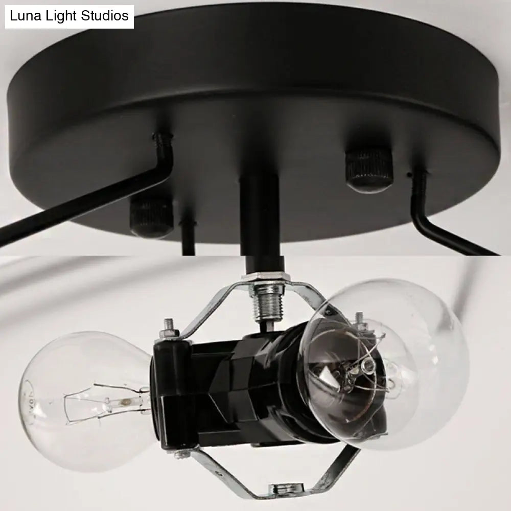 Lámpara de techo semiempotrada DecorBites™ de cristal esmerilado - Diseño tradicional de 3 luces en color negro