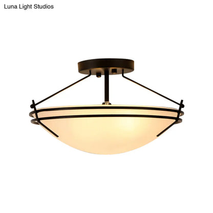 Lámpara de techo semiempotrada DecorBites™ de cristal esmerilado - Diseño tradicional de 3 luces en color negro