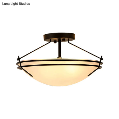 Lámpara de techo semiempotrada DecorBites™ de cristal esmerilado - Diseño tradicional de 3 luces en color negro