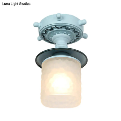 Lámpara de techo semiempotrada DecorBites™ de cristal esmerilado con diseño modernista, verde/blanco