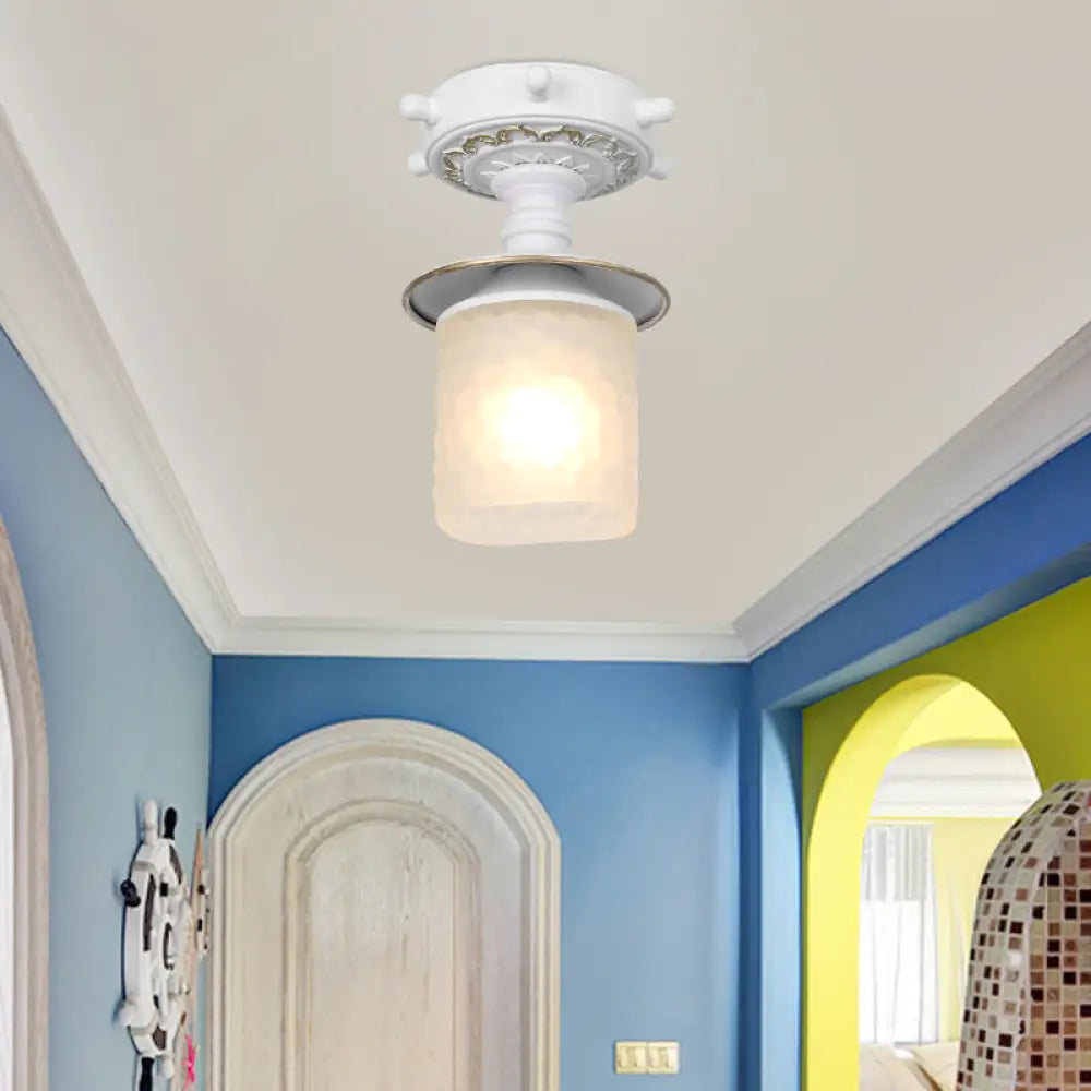 Lámpara de techo semiempotrada DecorBites™ de cristal esmerilado con diseño modernista, verde/blanco