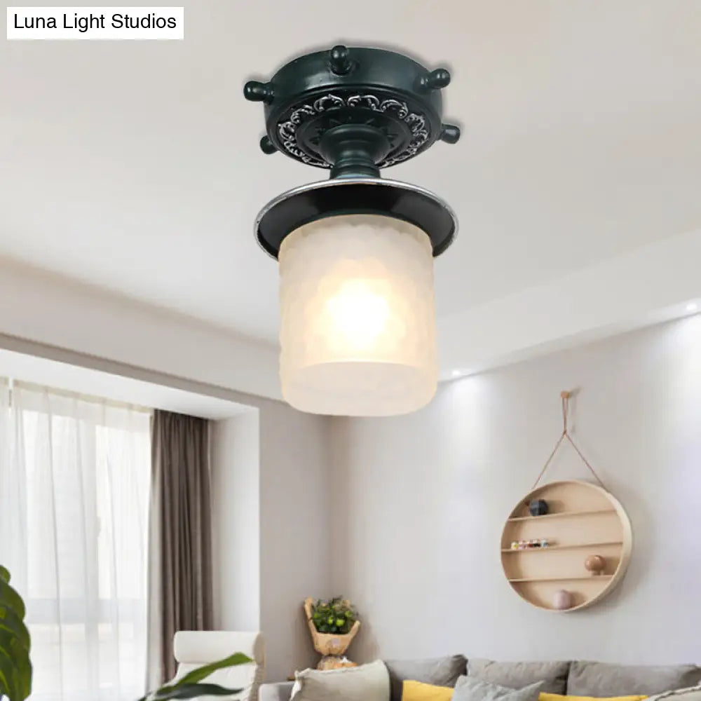 Lámpara de techo semiempotrada DecorBites™ de cristal esmerilado con diseño modernista, verde/blanco